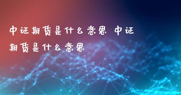 中证期货是什么意思 中证期货是什么意思_https://www.gnhpgy.com_股指期货_第1张