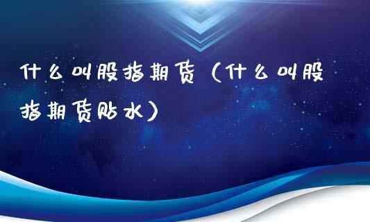 什么叫股指期货（什么叫股指期货贴水）_https://www.gzbbqc.com_纳指期货_第1张
