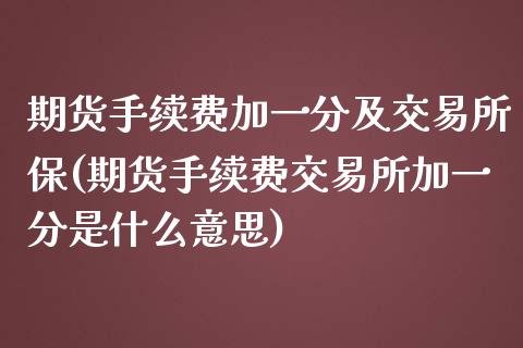 期货手续费加一分及交易所保(期货手续费交易所加一分是什么意思)_https://www.gzbbqc.com_股指期货_第1张