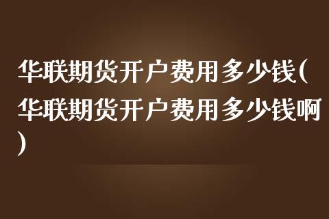 华联期货开户费用多少钱(华联期货开户费用多少钱啊)_https://www.gzbbqc.com_道指期货_第1张