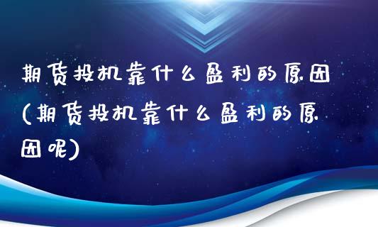 期货投机靠什么盈利的原因(期货投机靠什么盈利的原因呢)_https://www.gzbbqc.com_德指期货_第1张