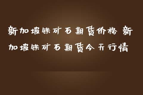 新加坡铁矿石期货价格 新加坡铁矿石期货今天行情_https://www.gnhpgy.com_纳指期货_第1张