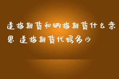道指期货和纳指期货什么意思 道指期货代码多少_https://www.gnhpgy.com_道指期货_第1张