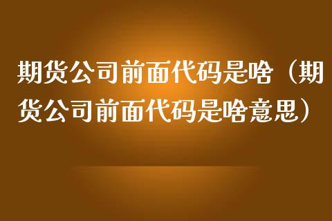 期货公司前面代码是啥（期货公司前面代码是啥意思）_https://www.gzbbqc.com_道指期货_第1张