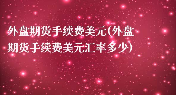 外盘期货手续费美元(外盘期货手续费美元汇率多少)_https://www.gzbbqc.com_道指期货_第1张