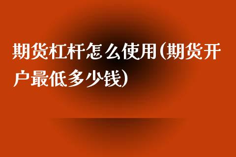 期货杠杆怎么使用(期货开户最低多少钱)_https://www.gzbbqc.com_黄金期货_第1张