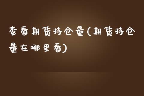 查看期货持仓量(期货持仓量在哪里看)_https://www.gzbbqc.com_道指期货_第1张