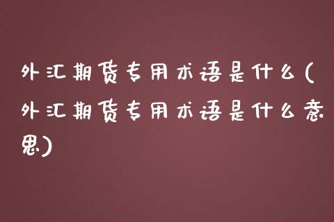 外汇期货专用术语是什么(外汇期货专用术语是什么意思)_纳指期货_第1张_八八期货网 外汇期货专用术语是什么(外汇期货专用术语是什么意思)_https://www.gzbbqc.com_纳指期货_第1张