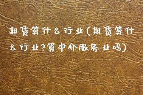期货算什么行业(期货算什么行业?算中介服务业吗)_https://www.gzbbqc.com_黄金期货_第1张