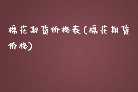 棉花期货价格表(棉花期货价格)_https://www.gzbbqc.com_纳指期货_第1张