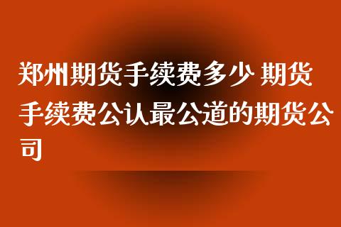 郑州期货手续费多少 期货手续费公认最公道的期货公司_https://www.gnhpgy.com_纳指期货_第1张