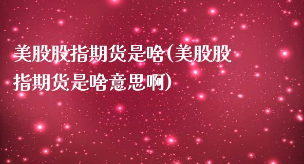 美股股指期货是啥(美股股指期货是啥意思啊)_https://www.gzbbqc.com_股指期货_第1张