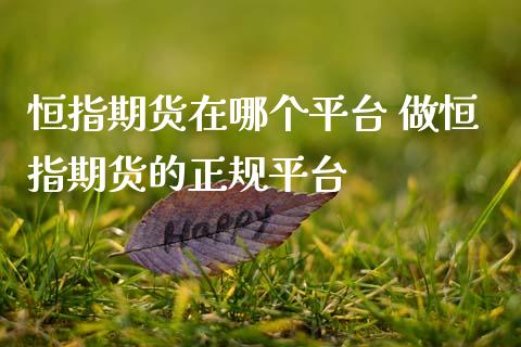 恒指期货在哪个平台 做恒指期货的正规平台_https://www.gnhpgy.com_恒指期货_第1张