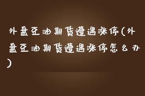 外盘豆油期货遭遇涨停(外盘豆油期货遭遇涨停怎么办)_https://www.gzbbqc.com_纳指期货_第1张
