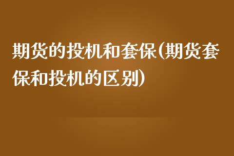 期货的投机和套保(期货套保和投机的区别)_https://www.gzbbqc.com_纳指期货_第1张