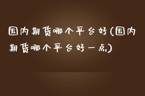 国内期货哪个平台好(国内期货哪个平台好一点)_https://www.gzbbqc.com_股指期货_第1张