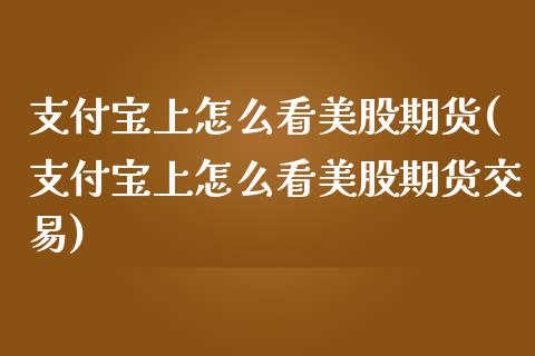 支付宝上怎么看美股期货(支付宝上怎么看美股期货交易)_https://www.gzbbqc.com_纳指期货_第1张