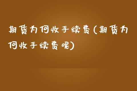 期货为何收手续费(期货为何收手续费呢)_https://www.gzbbqc.com_黄金期货_第1张