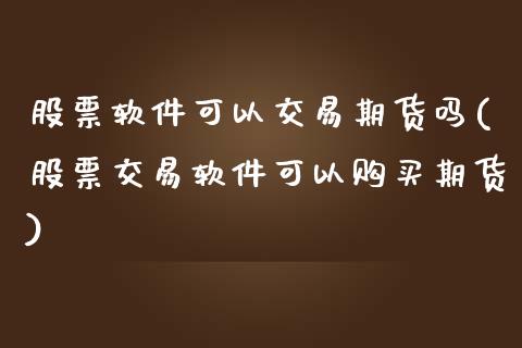 股票软件可以交易期货吗(股票交易软件可以购买期货)_https://www.gzbbqc.com_道指期货_第1张