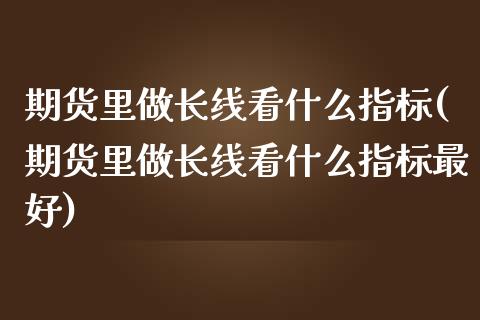 期货里做长线看什么指标(期货里做长线看什么指标最好)_https://www.gzbbqc.com_恒指期货_第1张