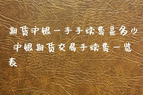 期货沪银一手手续费是多少 沪银期货交易手续费一览表_https://www.gzbbqc.com_恒指期货_第1张