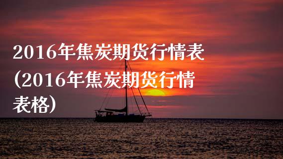 2016年焦炭期货行情表(2016年焦炭期货行情表格)_https://www.gzbbqc.com_原油期货_第1张