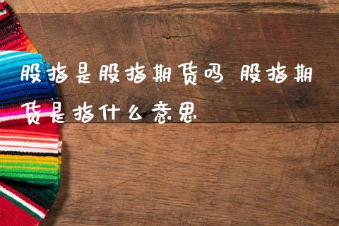 股指是股指期货吗 股指期货是指什么意思_https://www.gzbbqc.com_恒指期货_第1张