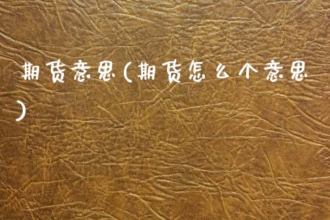 期货意思(期货怎么个意思)_https://www.gzbbqc.com_恒指期货_第1张