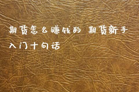 期货怎么赚钱的 期货新手入门十句话_https://www.gnhpgy.com_期货知识_第1张