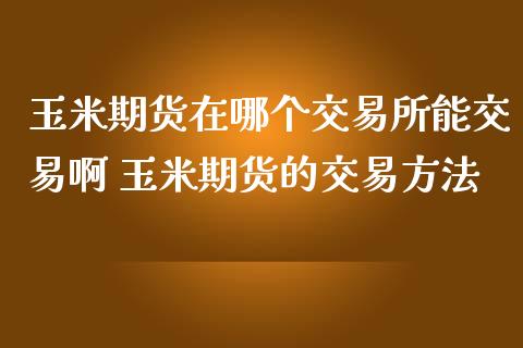 玉米期货在哪个交易所能交易啊 玉米期货的交易方法_https://www.gzbbqc.com_道指期货_第1张