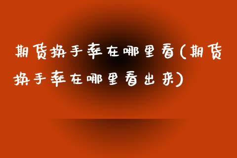 期货换手率在哪里看(期货换手率在哪里看出来)_https://www.gzbbqc.com_恒指期货_第1张