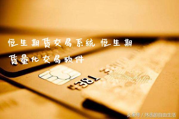 恒生期货交易系统 恒生期货量化交易软件_https://www.gnhpgy.com_恒指期货_第1张