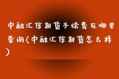 中融汇信期货手续费在哪里查询(中融汇信期货怎么样)_https://www.gzbbqc.com_原油期货_第1张