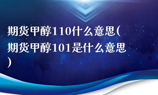 期货甲醇110什么意思(期货甲醇101是什么意思)_https://www.gzbbqc.com_纳指期货_第1张