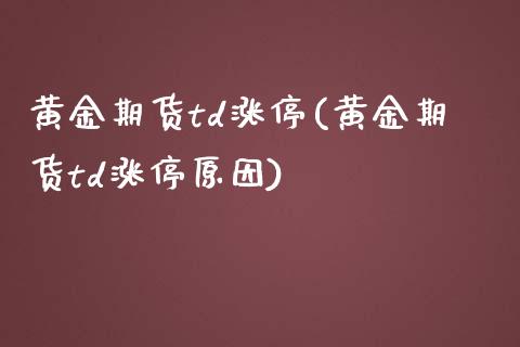 黄金期货td涨停(黄金期货td涨停原因)_https://www.gzbbqc.com_恒指期货_第1张