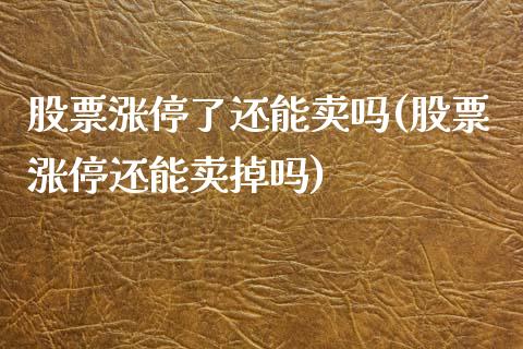 股票涨停了还能卖吗(股票涨停还能卖掉吗)_https://www.gzbbqc.com_德指期货_第1张