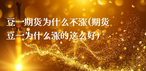 豆一期货为什么不涨(期货豆一为什么涨的这么好)_https://www.gzbbqc.com_纳指期货_第1张