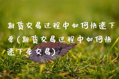 期货交易过程中如何快速下单(期货交易过程中如何快速下单交易)_https://www.gzbbqc.com_黄金期货_第1张