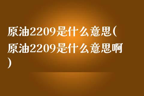 原油2209是什么意思(原油2209是什么意思啊)_https://www.gzbbqc.com_未分类_第1张