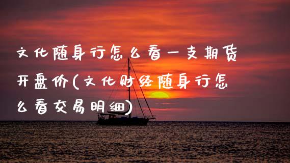 文化随身行怎么看一支期货开盘价(文化财经随身行怎么看交易明细)_https://www.gzbbqc.com_期货知识_第1张