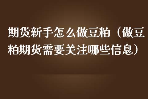 期货新手怎么做豆粕（做豆粕期货需要关注哪些信息）_https://www.gzbbqc.com_黄金期货_第1张
