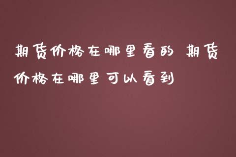 期货价格在哪里看的 期货价格在哪里可以看到_https://www.gnhpgy.com_恒指期货_第1张