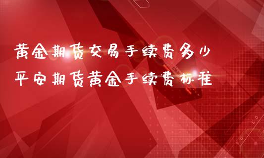 黄金期货交易手续费多少 平安期货黄金手续费标准_https://www.gnhpgy.com_黄金期货_第1张