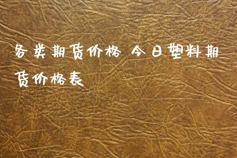 各类期货价格 今日塑料期货价格表_https://www.gzbbqc.com_期货知识_第1张