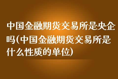 中国金融期货交易所是央企吗(中国金融期货交易所是什么性质的单位)_https://www.gzbbqc.com_股指期货_第1张